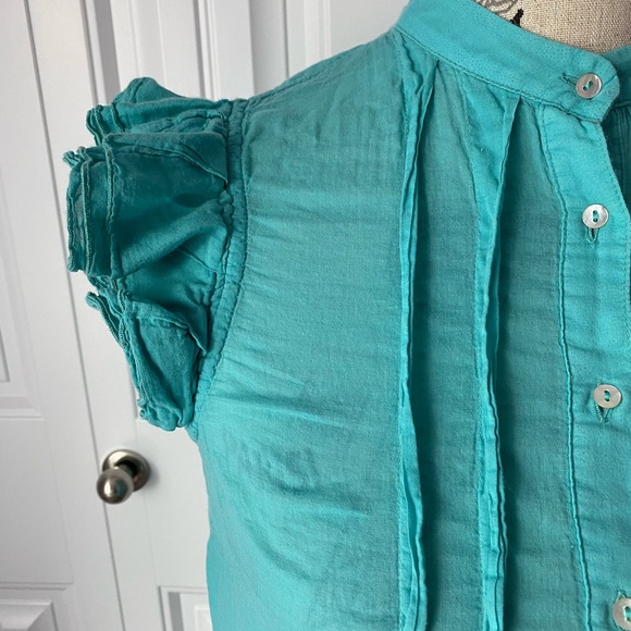 Zara Ruffled Turquoise Blouse - Picture 3 of 5
